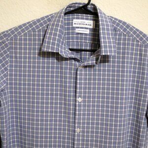 Mizzen Main Shirt Mens Large Long Sleeve Front Button Blue White Striped